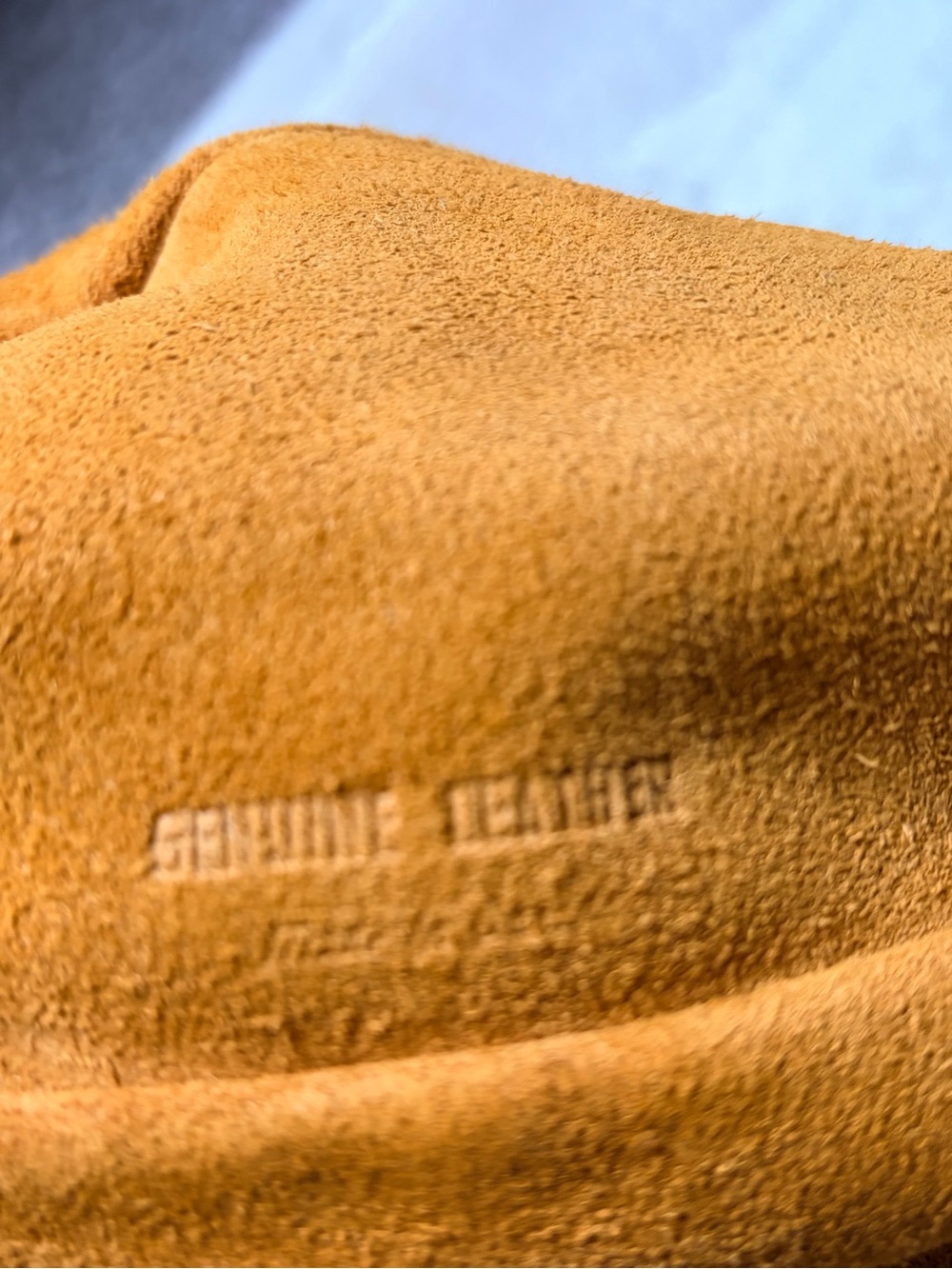 Suede Drawstring Shoulder Bag in Mustard - Picture 7 of 7